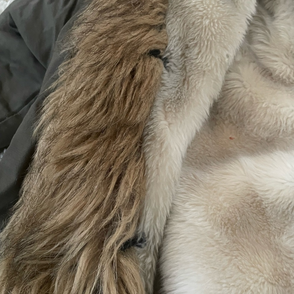 Pinko Faux Fur Army Green Hooded Parka Jacket Coat Eskimo Heavyweight Pennylane - Picture 9 of 11